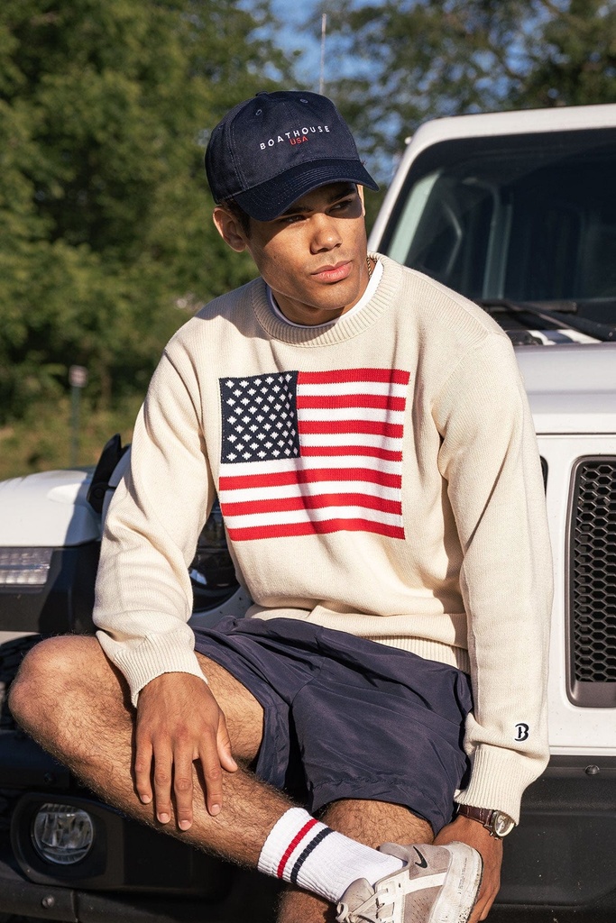 Unisex American Flag Knit Crew — 2