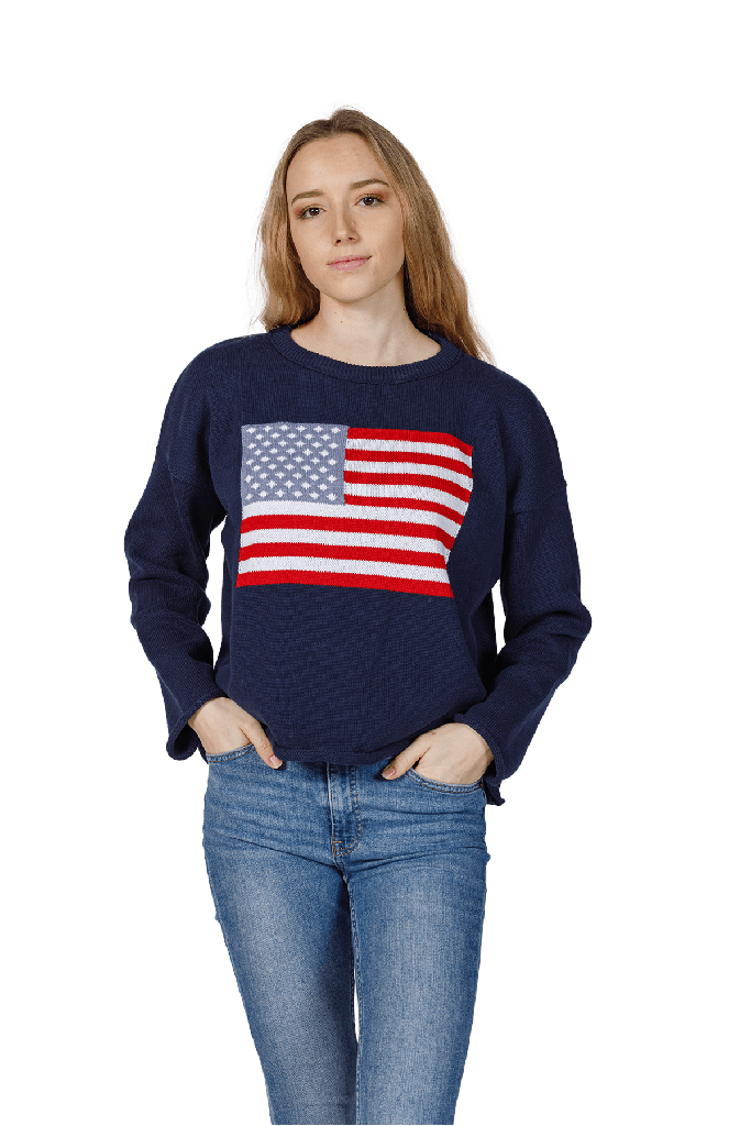 Women's American Flag Knit Cropped Crew — 2
