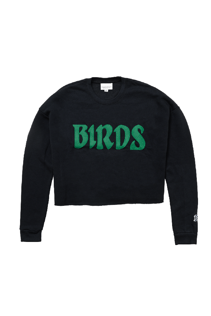 Women's Birds Felt Cropped Sweatshirt — 1